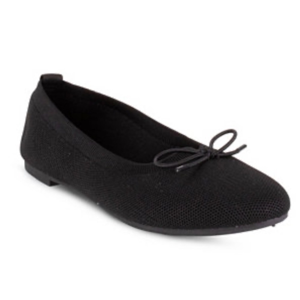 SO Vintage Black Knit Ballet Flats Bow Slip-On Shoes Women's Size 10